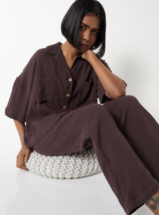 Women Textured PJ Set