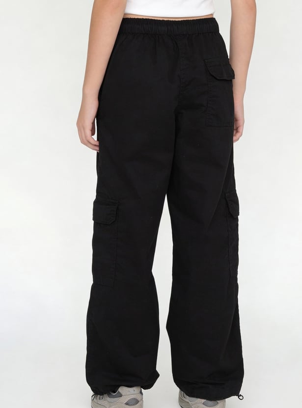 Girls Solid Parachute Cargos
