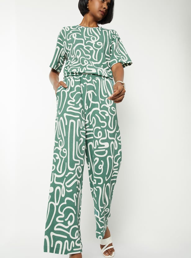 Women Printed Wide Leg Trousers