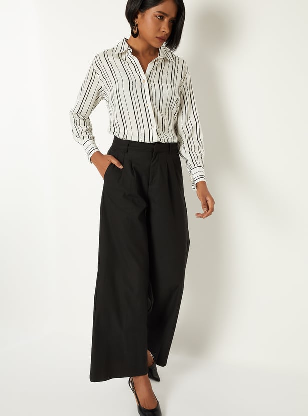Women Striped Satin-Finish Shirt