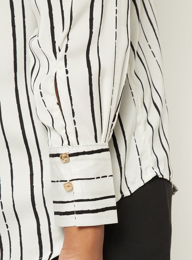 Women Striped Satin-Finish Shirt