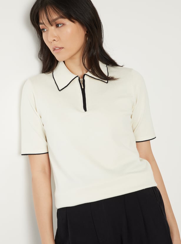 Women Solid Polo T-shirt