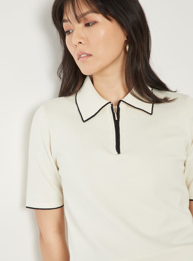 Women Solid Polo T-shirt