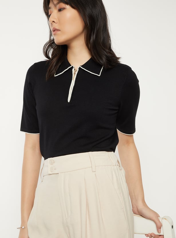 Women Solid Polo T-shirt