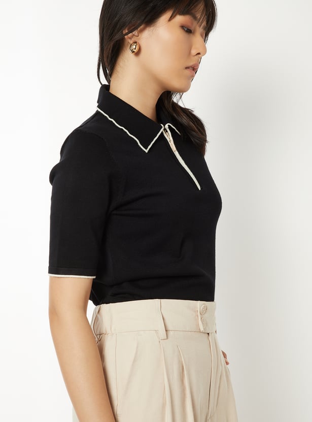 Women Solid Polo T-shirt