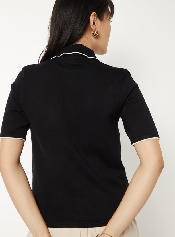 Women Solid Polo T-shirt