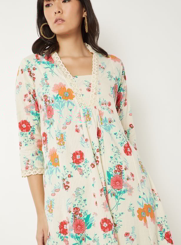 Women Floral Print A-line Kurta Set