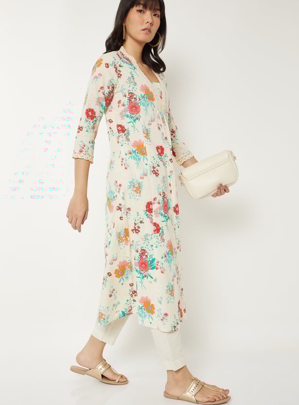 Women Floral Print A-line Kurta Set