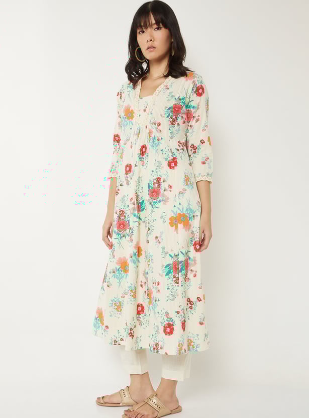 Women Floral Print A-line Kurta Set