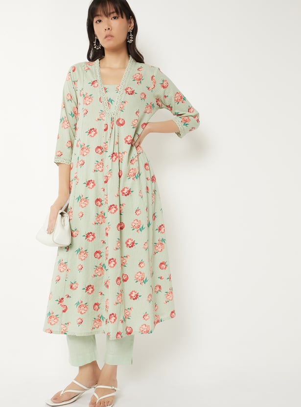 Women Floral Print A-line Kurta Set