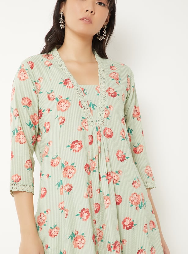 Women Floral Print A-line Kurta Set