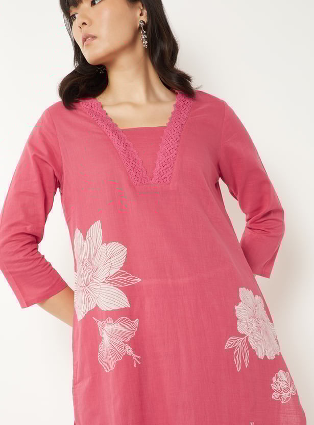 Women Floral Print Straight Kurta Set