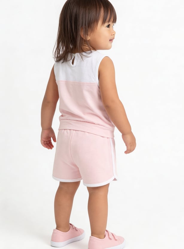 Girls Minnie Print Top & Shorts Set