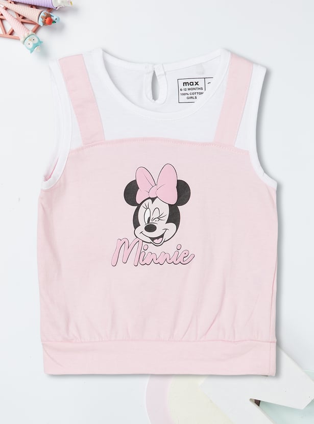 Girls Minnie Print Top & Shorts Set