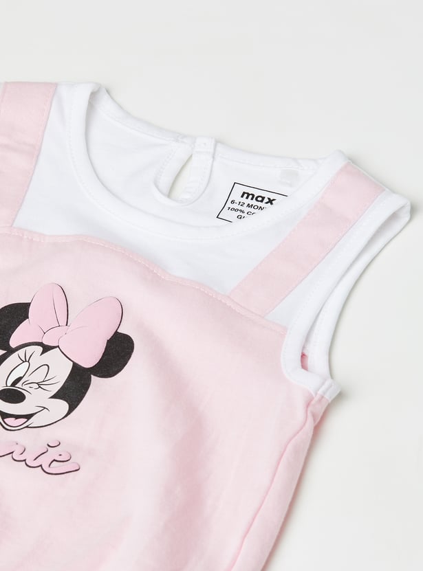 Girls Minnie Print Top & Shorts Set