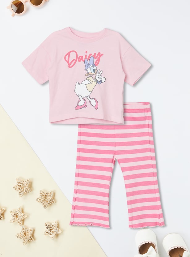 Girls Daisy Duck Flared Leggings Set