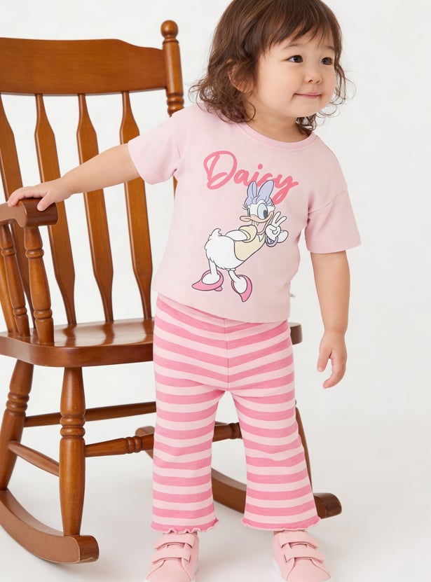 Girls Daisy Duck Flared Leggings Set