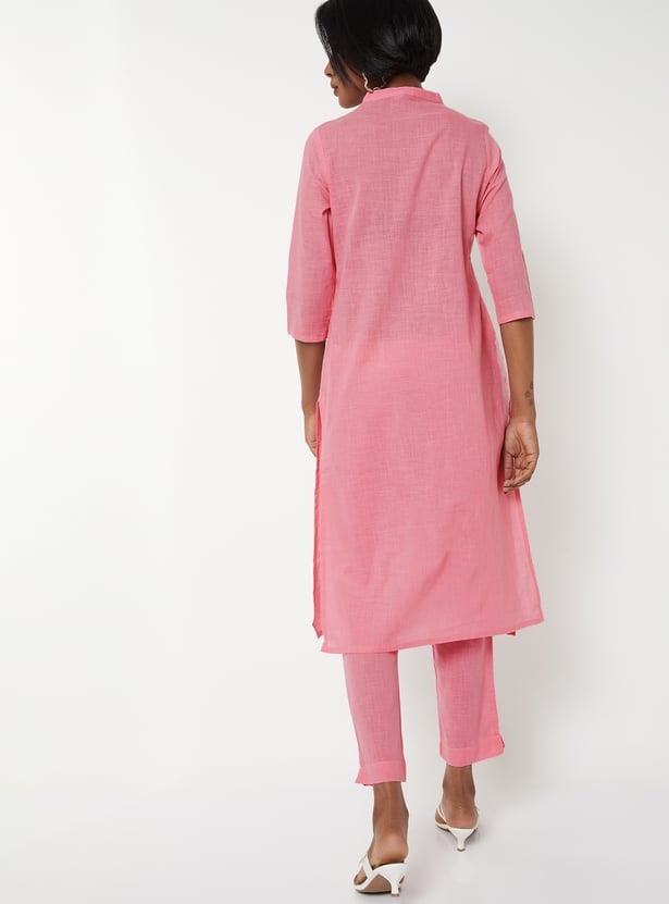 Women Embroidered Straight Kurta Set
