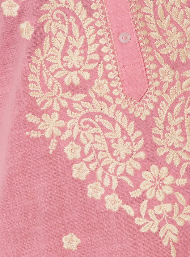 Women Embroidered Straight Kurta Set