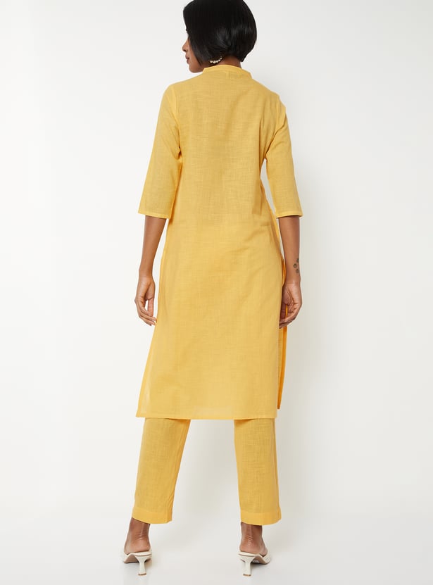 Women Embroidered Straight Kurta Set