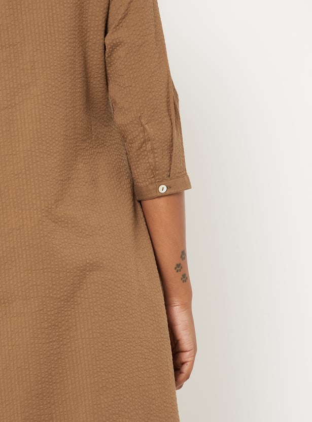 Women Seersucker Straight Kurta Set