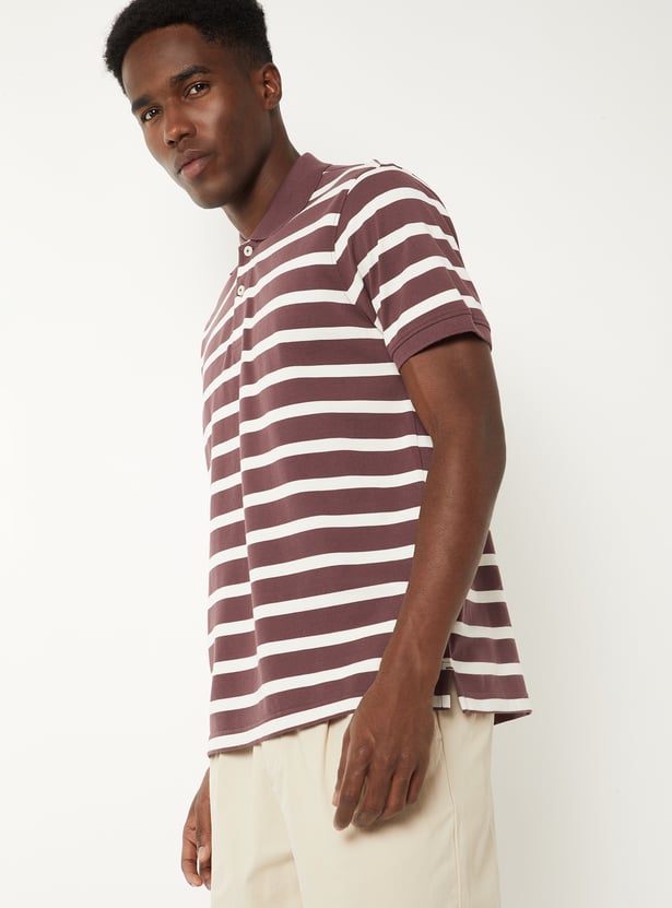 Men Striped Slim Fit Polo T-shirt