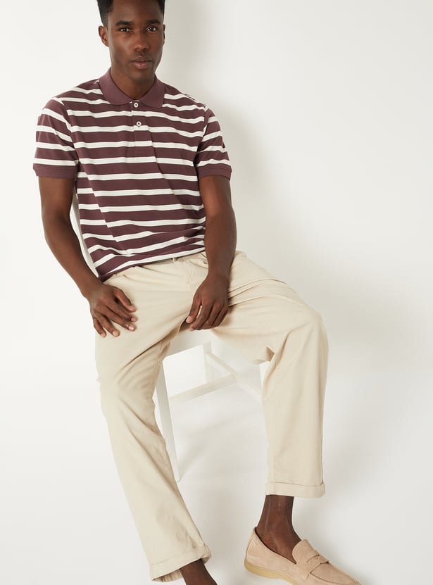 Men Striped Slim Fit Polo T-shirt
