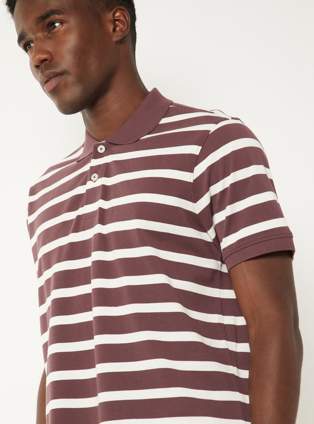 Men Striped Slim Fit Polo T-shirt