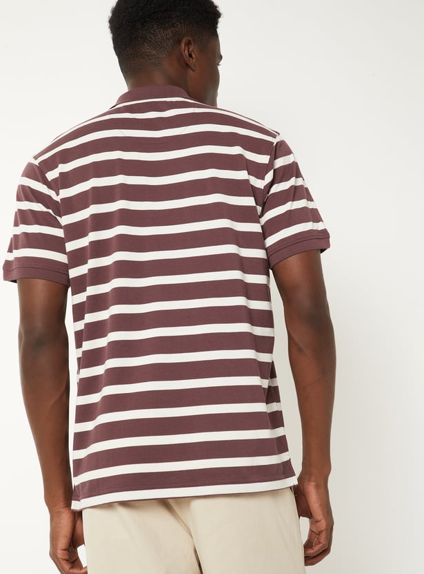 Men Striped Slim Fit Polo T-shirt
