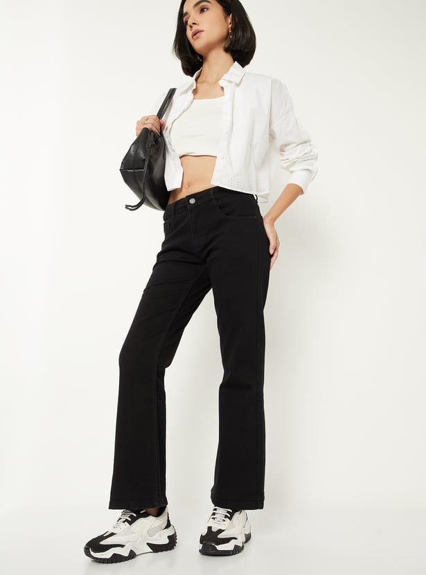 Women Solid Bootcut Jeans