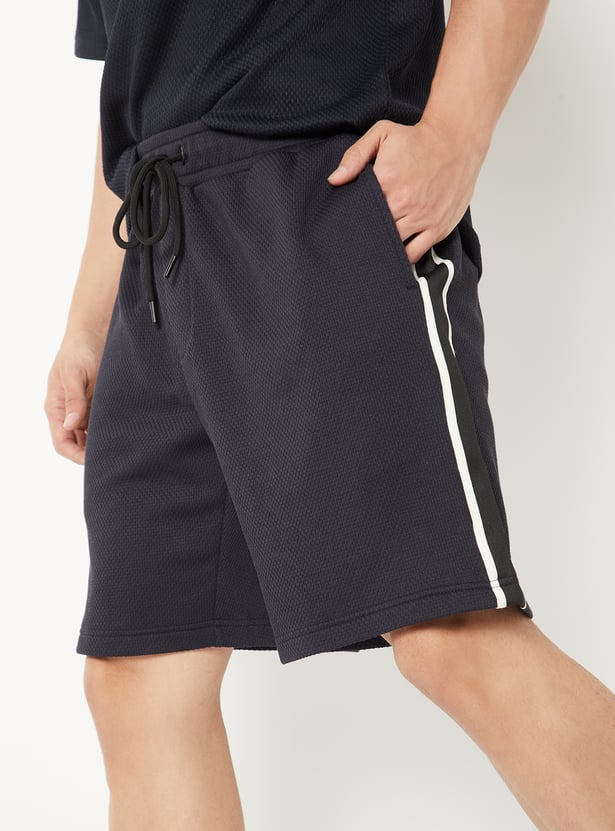 Men Textured Side Taped Shorts