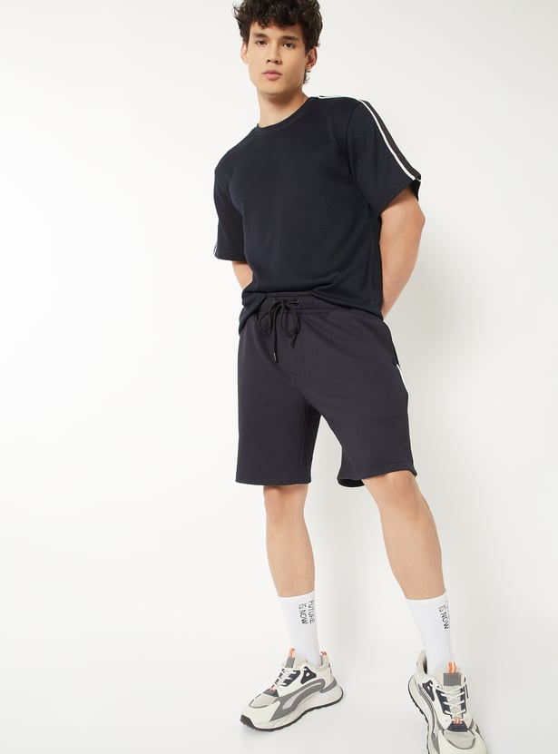 Men Textured Side Taped Shorts