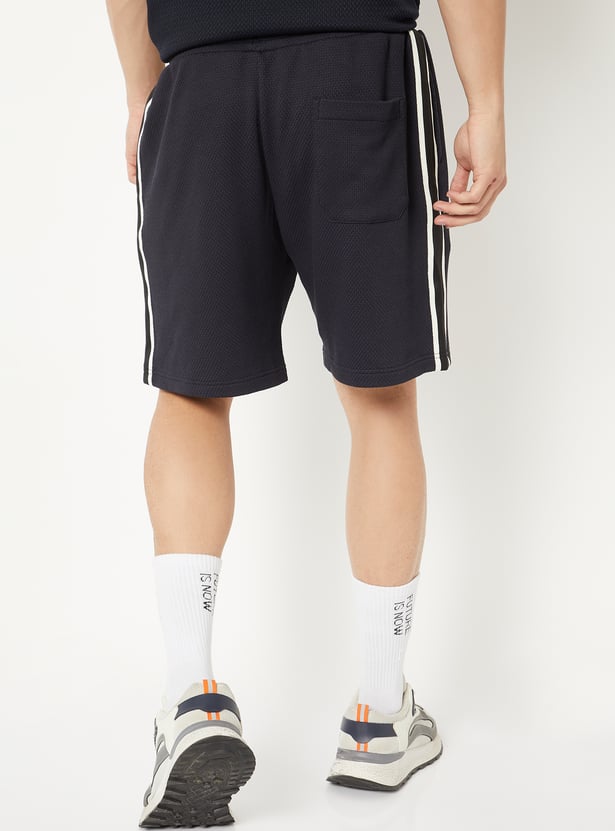 Men Textured Side Taped Shorts