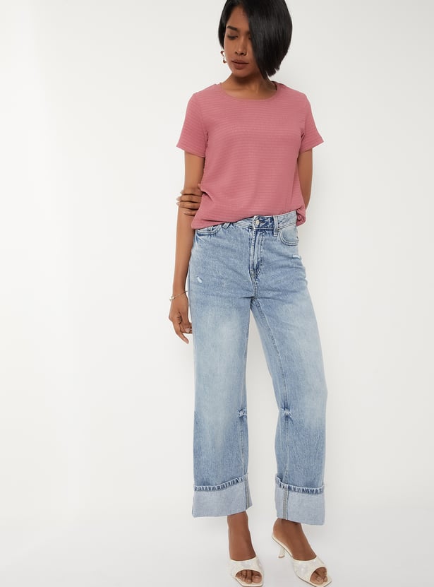 Women Textured T-shirt