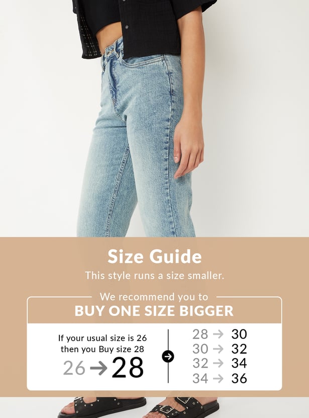 Women Washed Slim Straight Jeans