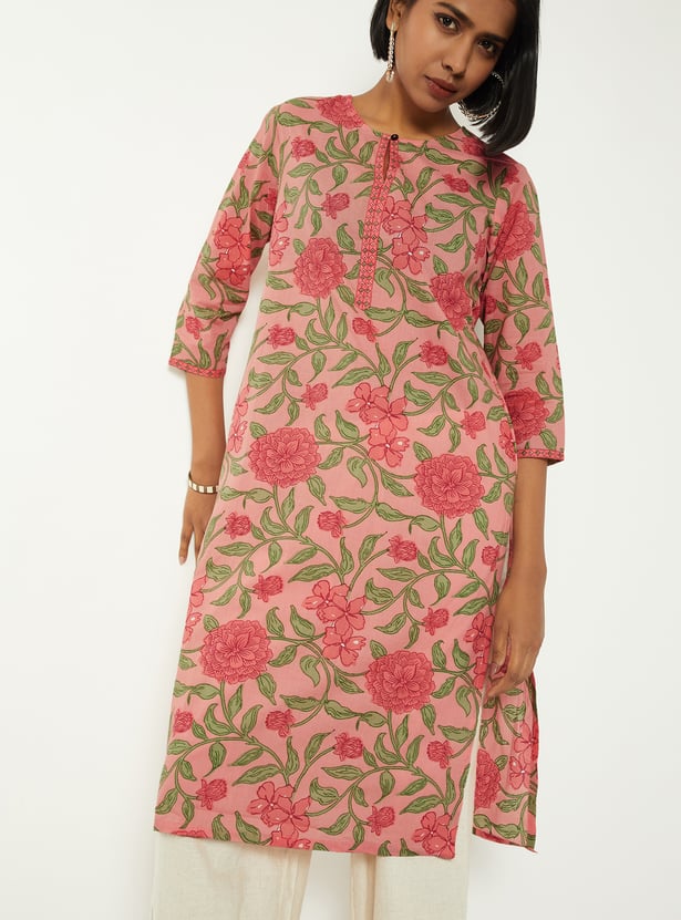 Women Floral Print Straight Kurta