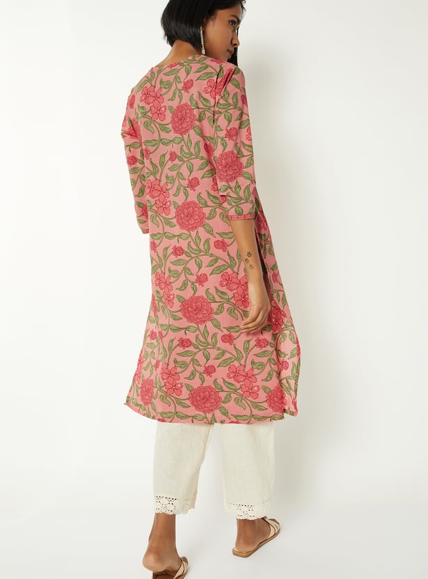 Women Floral Print Straight Kurta