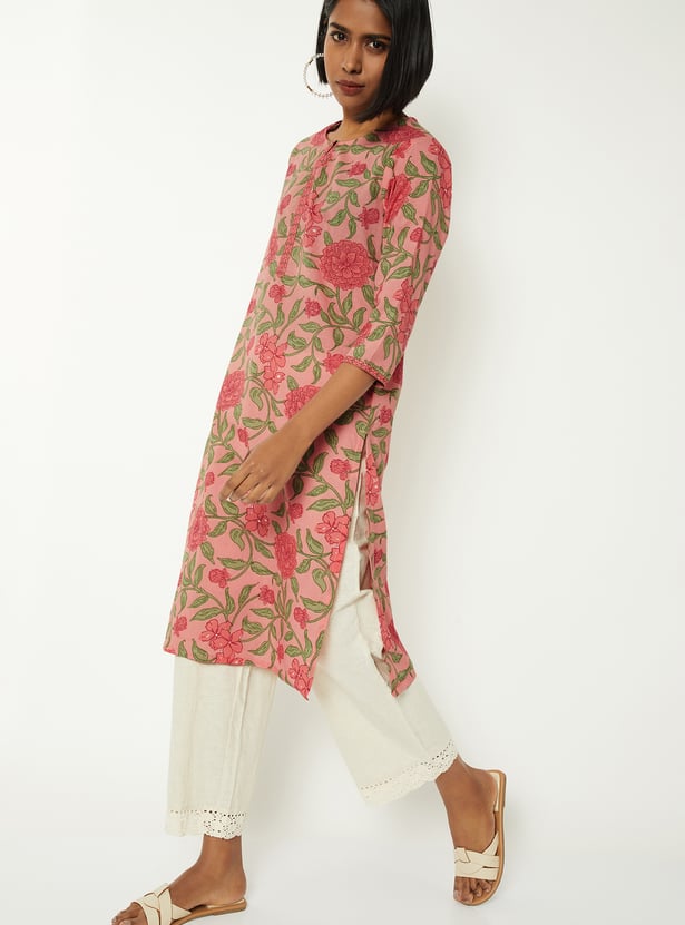 Women Floral Print Straight Kurta