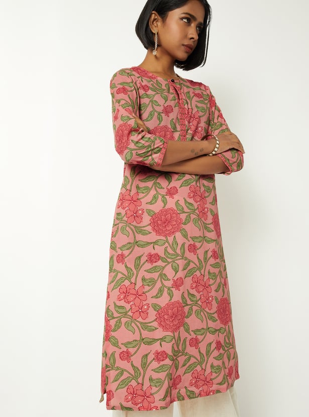 Women Floral Print Straight Kurta