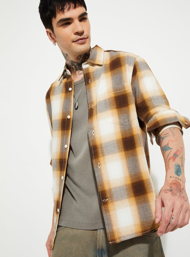 URB_N Men Checked Regular Fit Shirt