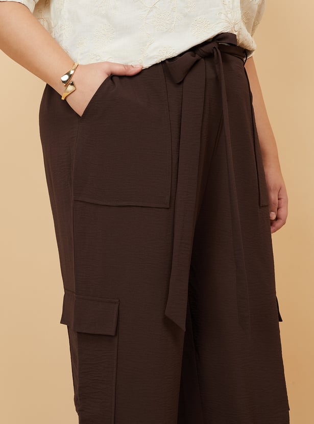 Women Solid Loose Fit Cargo Trousers