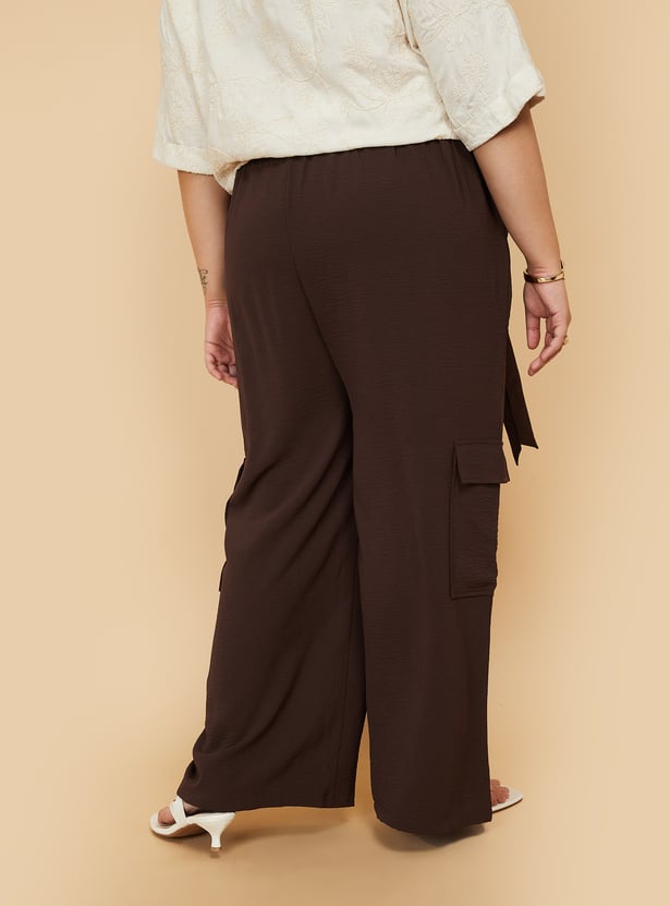 Women Solid Loose Fit Cargo Trousers
