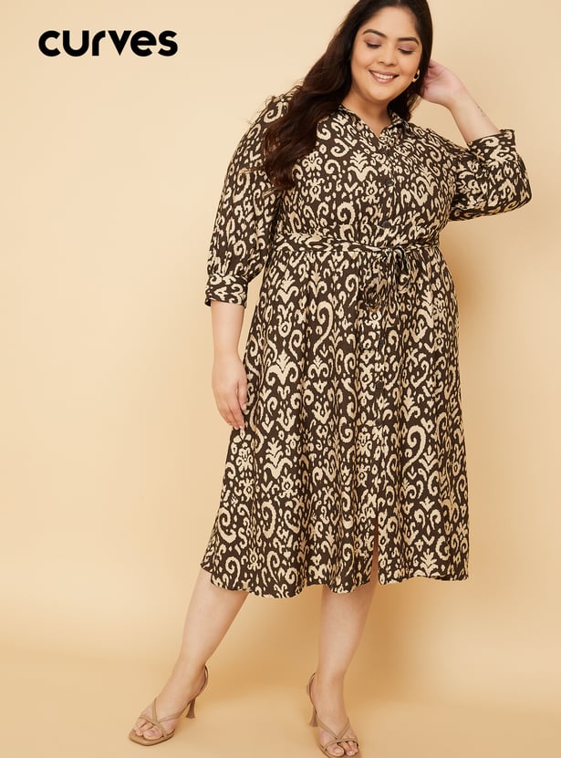 Women Printed A-line Shirt Dress