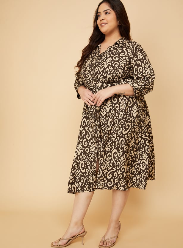 Women Printed A-line Shirt Dress
