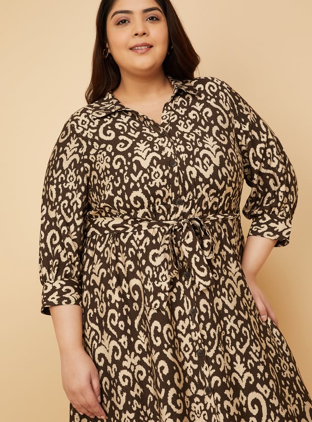 Women Printed A-line Shirt Dress