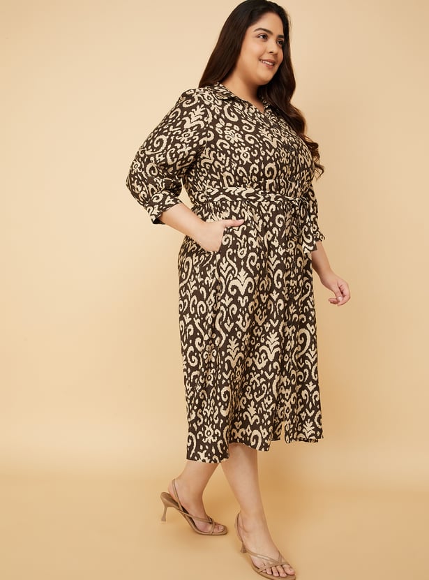 Women Printed A-line Shirt Dress
