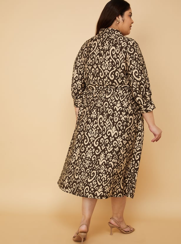 Women Printed A-line Shirt Dress