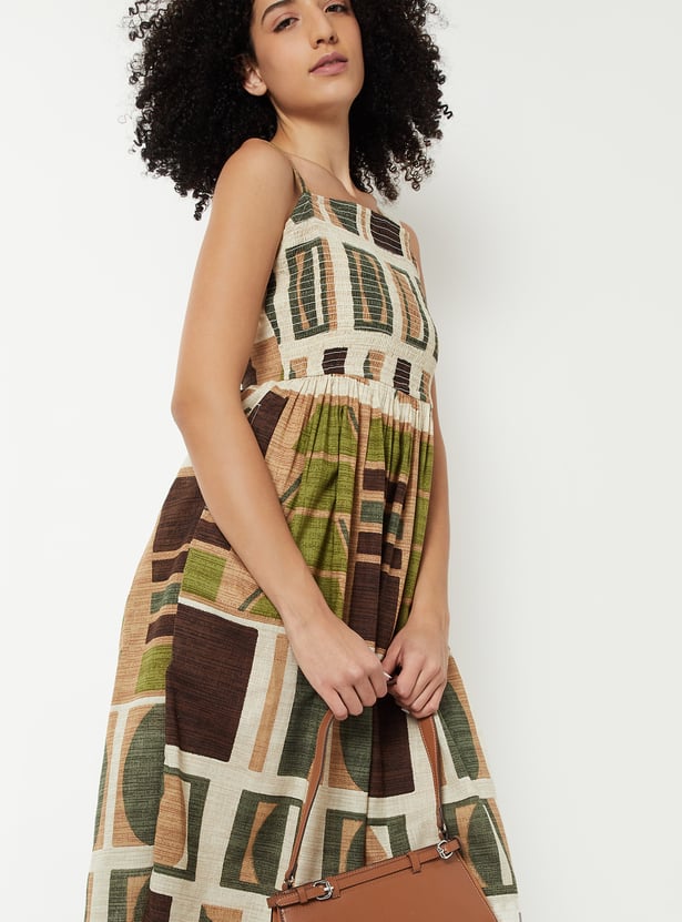 Kalki X Max Women Printed Smocked Midi Dress