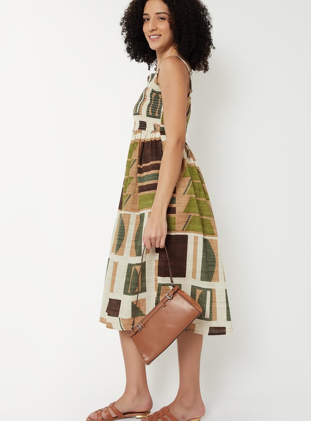 Kalki X Max Women Printed Smocked Midi Dress