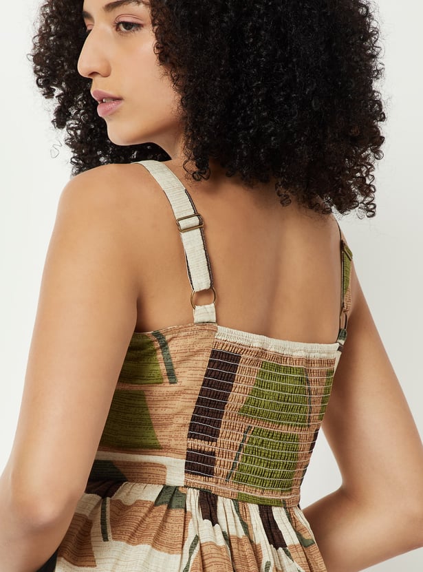 Kalki X Max Women Printed Smocked Midi Dress